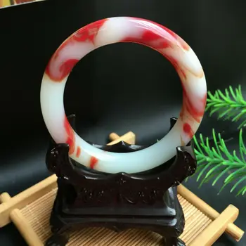 סין יד גילוף טבעי אדום-לבן צמיד ג ' ייד מעגל צמיד 62mm