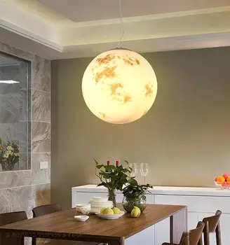 סקנדינבי מודרני יצירתי ירח מלא תליון מנורה רטרו אישיות אמנות כדור הירח Droplight הביתה דקו גופי תאורה