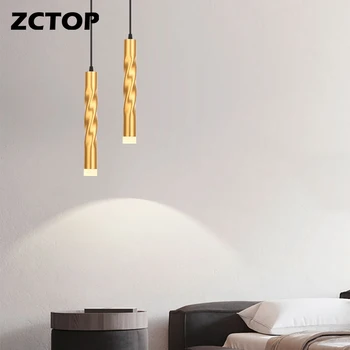 סקנדינבי מינימליסטי LED אור תליון זהב תלויה נברשת עבור הסלון המיטה אורות צינור ארוך בר תליון מנורה השעיה