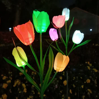 סתיו בגינה LED מנורות דשא Lampe Solaire Exterieur חיצוני עמיד למים אורות בצבע המפלגה קישוט לילה אור 075