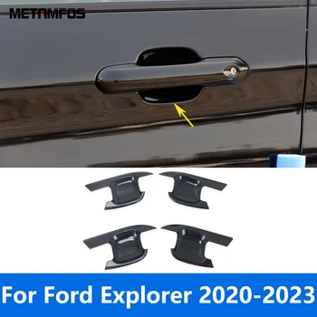 עבור פורד אקספלורר 2020 2021 2022 2023 סיבי פחמן כרום הידית בצד קערה כוס לכסות לקצץ מגן אביזרי רכב סטיילינג