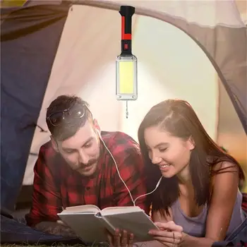 עובד אור נייד מנורה הוק מגנט קמפינג מנורה גבוה נמוך קלח נטענת USB 18650 פנס לפיד עובד עמיד למים