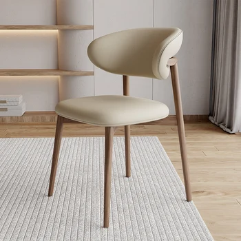 עור לבן כסאות אוכל יוקרה עיצוב העץ האוכל הכיסא השינה המשחקים Nordic Cadeiras דה בג ריהוט חדר האוכל