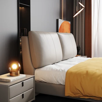 עור מיטה זוגית חדר הורים גדול ליד המיטה רך תיק משענת האיטלקית המודרנית מיטת הכלולות 1.5 מ'