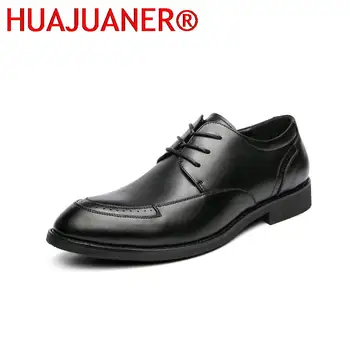 עסק של גברים להתלבש נעליים מזדמנים עבור גברים קוריאה סגנון אופנה עור גברים נוחות נעלי אוקספורד המשרד תחרה-אפ מוצק נעליים