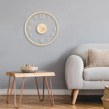 עץ פשוטה שעון קיר בעיצוב מודרני יצירתי אמנות שקטה נורדי דיגיטלי שעון קיר הסלון רלו דה ונקייה עיצוב הבית 50