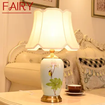 פיית פרחים, ציפורים קרמיקה מנורת שולחן LED מודרני פשוט, חם, יצירתי ליד המיטה שולחן אור הביתה הסלון לחדר השינה
