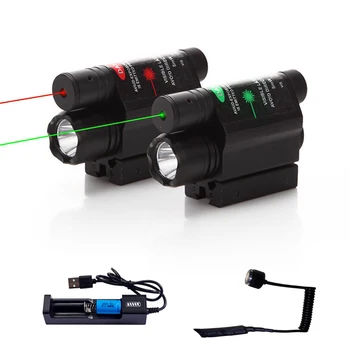 פנס טקטי לייזר משולב גלוק כוונת לייזר אדום ירוק בהיר LED מכוון T6 איירסופט, רובה ציד אביזרים