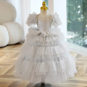 פעוטות בנות מסיבת חג המולד שמלת נסיכת פרח מעודנים חתונה שמלות טוטו ילדים ביצועים הולדת בגדים שמלת נשף