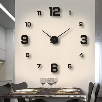 פשוט עיצוב מודרני דיגיטלי DIY השעון שקט שעון קיר פנימי בחדר השינה קיר בעיצוב תפאורה הביתה בלי מכה קיר מדבקת השעון שעונים