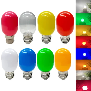 צבעוני אליפסה LED נורת E27 B22 2W RGB Led הנורה אור שקוף / חלבי AC 110V-220V נורת גלוב קר / חם, לבן אדום ירוק.