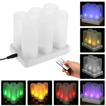 צבעוני נר Led נטענת הנר אור נר Led עם הלהבה USB Tealight נרות עם שליטה מרחוק
