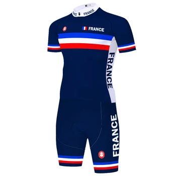 צרפת נבחרת רכיבה על אופניים ג ' רזי 2023 TDF להגדיר גברים ביגוד ערכות אופני כביש חולצות החליפה אופניים קצרים סינר Maillot ciclismo MTB