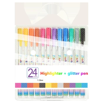 קיבולת גבוהה מדגיש 64 צבע להגדיר תלמיד נייר באיכות גבוהה היד חשבונות נצנצים עט ציוד אמנות ציור שרבוט בעט