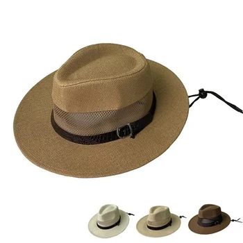 קיץ גברים כובע קש Fedoras כובע גנגסטרים כובע לנשימה Sunhat החוף כובעים כובע פנמה ספורט תחת כיפת השמיים עליון כובע כובעים