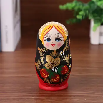 רוסי קינון מעץ Matryoshka בובות תות ילדה 5 שכבות מלאכת העיצוב