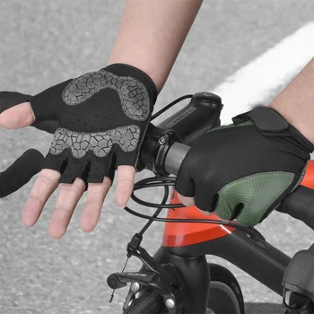 רכיבה על אופניים חצי אצבע כפפות ספיגת זעזועים נגד החלקה גמיש לנשימה רשת מתכווננת עבור ספורט תחת כיפת השמיים רכיבה ואביזרים