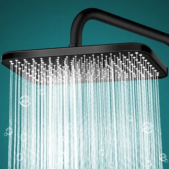 שחור גדול גשמים ראש מקלחת עליון בלחץ גבוה גשם ראש מקלחת גדול תקרת המקלחת קיר חדר מקלחת אביזרים