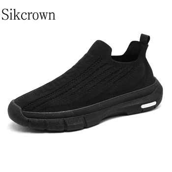 שחור גרביים סרוגים נעלי גברים אופנה רשת לנשימה ריצה נעלי טניס נוח חיצוני ספורט נעלי גברים מזדמנים נעליים