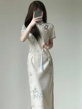 שיפור שמלה ארוכה בסגנון סיני מסורתי שמלה עדינה Cheongsams רטרו הרפובליקה סגנון שמלות 2023 הקיץ החדש 