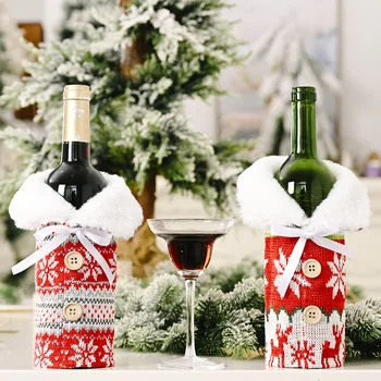 שנה חדשה 2024 חג המולד מתנה בקבוק יין כיסוי חג המולד קישוטים הביתה קישוט חג המולד יין שקיות חג המולד שמח נואל