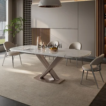 תאורה מודרניים יוקרה Microlite שולחן האוכל משק בית אבן צלחת אוכל שולחנות וכיסאות סט סלון שולחן האוכל בבית.