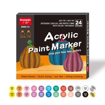 תליון צבע זוגי נקודה אקריליק מרקר 24 צבע יצירתי אמנות ציור סמן העט זכוכית, פלסטיק, גבס, נעליים, אבן